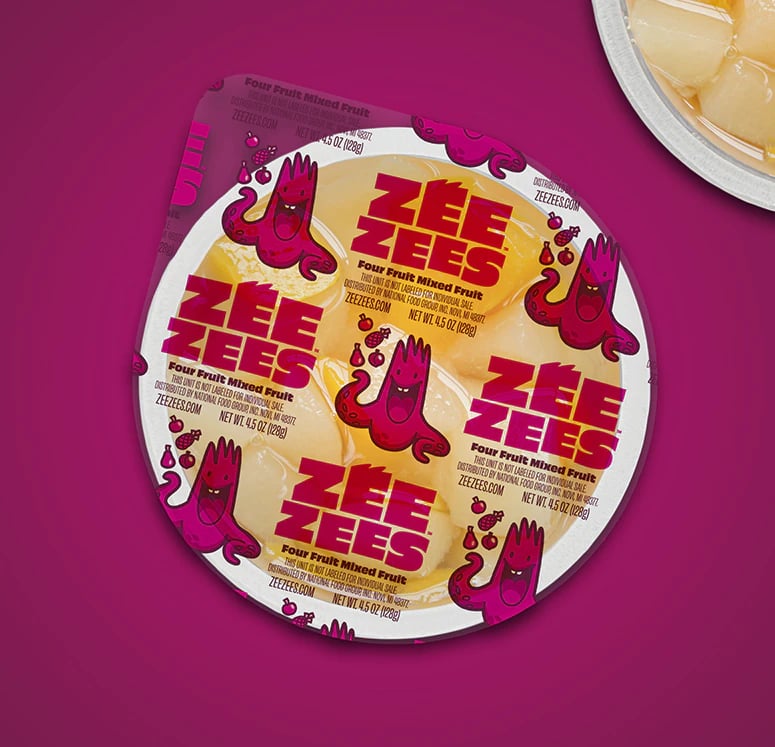 Zee Zees, Fruit Cup, Four Fruit Mixed, I/W, 4.5oz